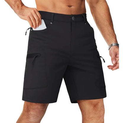 Summer Cargo Shorts Men's Quick Dry Hiking Fishing Shorts Multi-pockets Stretch Waist Casual Shorts Outdoor Male