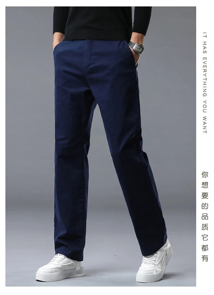 190 Cm Tall Men's Pants Summer Straight Chino Trouser Male Stretch Cotton Office Work Extra Long Leg Length 115 110cm Lengthed