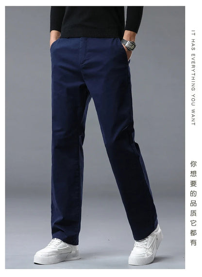 190 Cm Tall Men's Pants Summer Straight Chino Trouser Male Stretch Cotton Office Work Extra Long Leg Length 115 110cm Lengthed