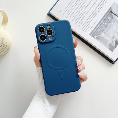 For Magsafe Magnetic Wireless Charge Case For iPhone 17 Air 16E 16 15 14 13 12 Pro Max Plus Liquid Silicone Strap Phone Cover