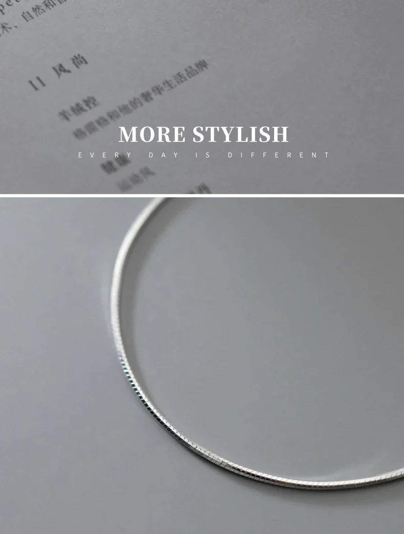 Real 925 Sterling Silver Simple Snake Link Chain Women Bracelets Adjustable Fashion Bracelet Party Jewelry Making Gift