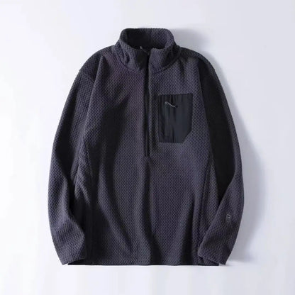 New Comfortable and Thick Men's and Women's Sports Semi-zipper Fleece Sweatshirt with Wavy Fleece and Long-sleeved Sweatshirt