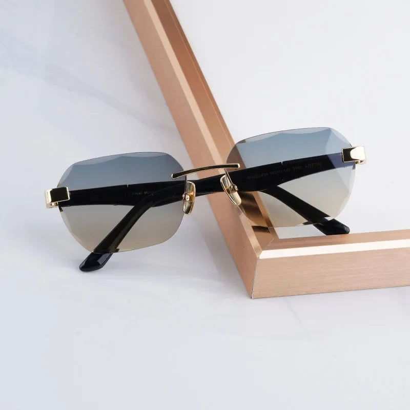 Rimless Luxury Sunglasses Gradient Square Handmade Germany Top Quality Designer Fashion Trendy UV400 Men Women Gafas