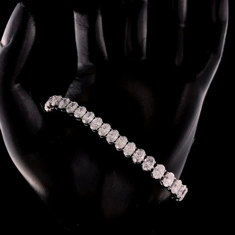 0.5Carat Oval Cut Full Moissanite Tennis Bracelets For Women 100% 925 Sterling Silver D VVS1 Diamond Bangle With  Certificate
