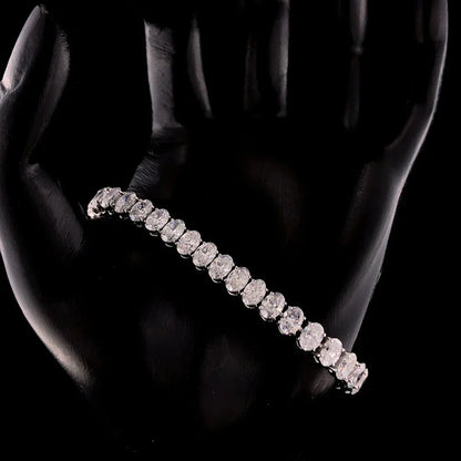 0.5Carat Oval Cut Full Moissanite Tennis Bracelets For Women 100% 925 Sterling Silver D VVS1 Diamond Bangle With  Certificate