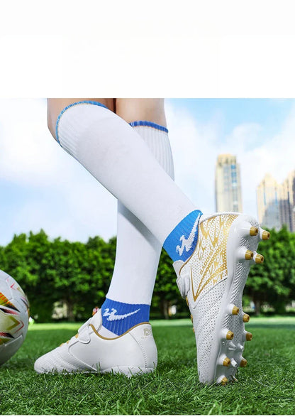 New Children Soccer Shoes Sports Society Field Boy Football Boots Futsal Fast Indoor Sneaker Original Ankle Football Boot Cleats