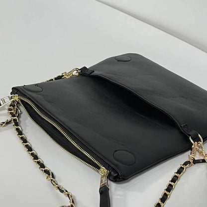 Luxury Design Bag for Women Fashionable Black Leather Ladies Crossbody Bag 2026 New Style Retro Single Shoulder Envelope Bag