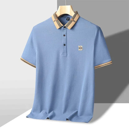 Luxury brand logo short sleeve polo shirt men summer new high-end silk cotton breathable Paul T-shirt fashion casual men's wear