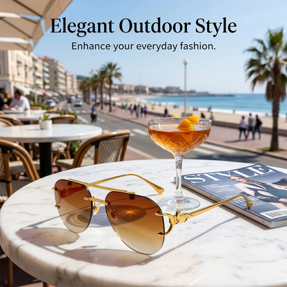 Oval Rimless Sunglasses Women Trendy 2026 Fashion Glasses UV400 Protection Brand Design Sunglass Lentes De Sol Mujer Zonnebril
