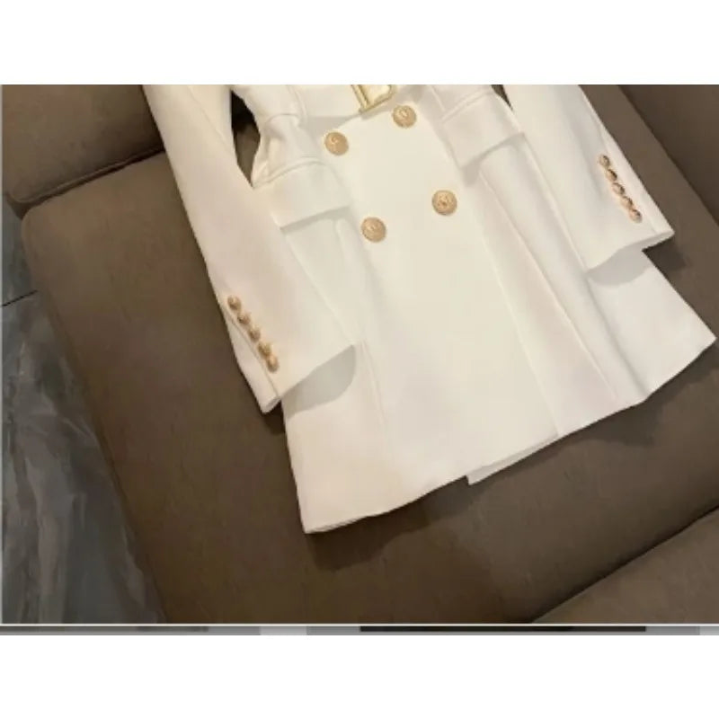 Design Sense Niche Waist Skirt Small Man Medium Length Celebrity Suit Dress Female Superior Sense of Temperament Balmain 2024