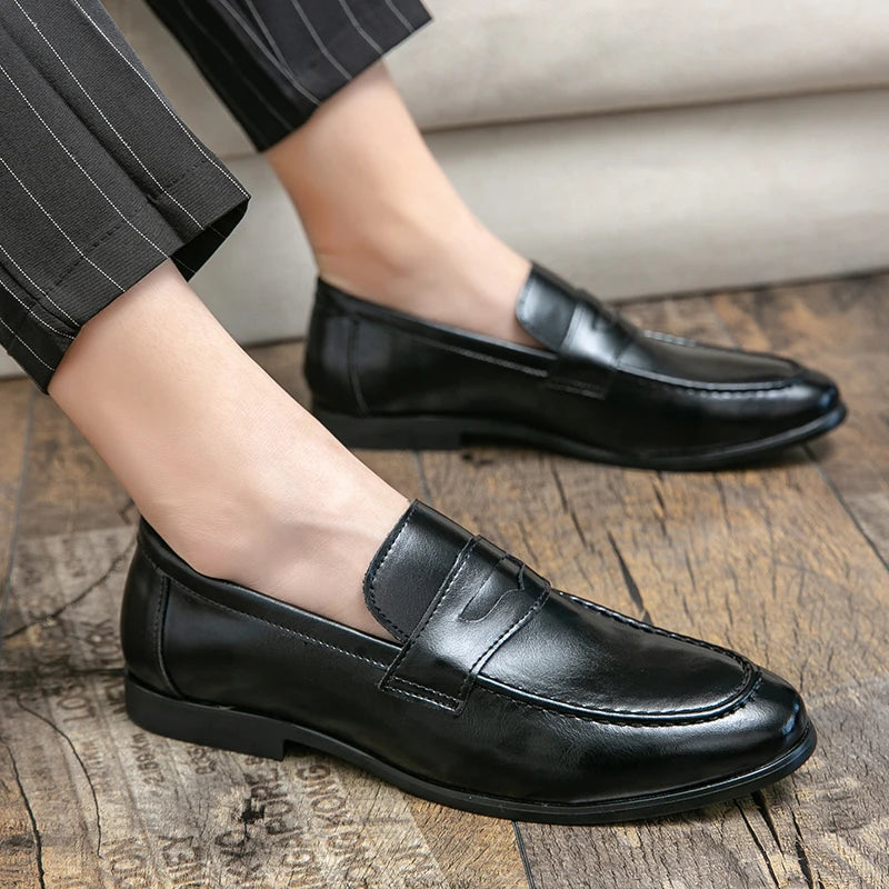 Mens Dress Wedding Fashion Office High Quality Leather Comfy Business Formal Italy Driving Loafers Shoes for Men Plus Size 38~48