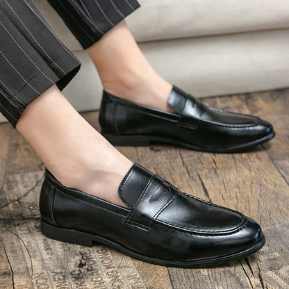 Mens Dress Wedding Fashion Office High Quality Leather Comfy Business Formal Italy Driving Loafers Shoes for Men Plus Size 38~48