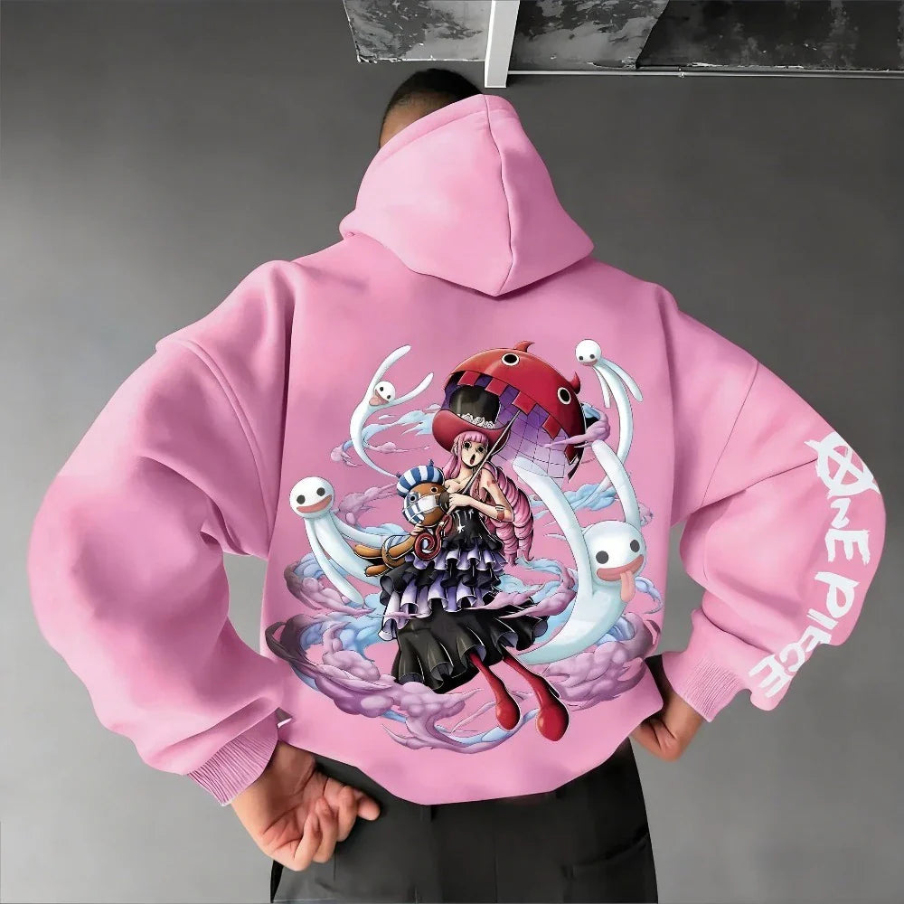 One Piece Men's Hoodie Sweatshirt Perona Japanese Anime Spring Autumn and Winter Boys Classic Long-sleeved Parent-child Outfit