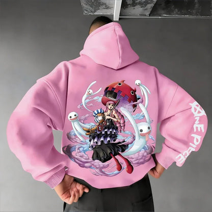 One Piece Men's Hoodie Sweatshirt Perona Japanese Anime Spring Autumn and Winter Boys Classic Long-sleeved Parent-child Outfit