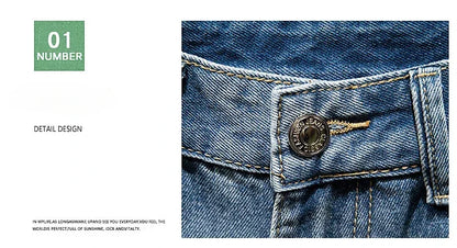 Summer Thin Bermuda Jeans Men's High Street Straight Shorts Fashion Casual Blue Classic Style Male Clothes Short Pants
