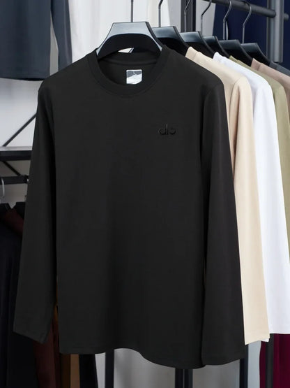 Fashionable Spring and Autumn New Comfortable Round Neck T-shirt High End Men's Bestselling Letter Embroidered Long Sleeve Top