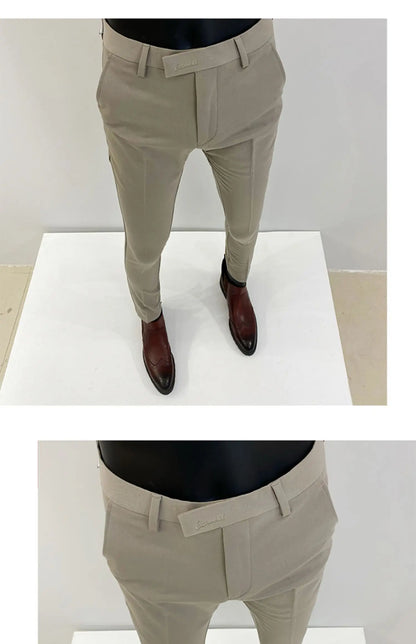 2025 Spring and Summer New Men's Casual Business Dress Pants Fashion Social Solid Wedding Party Suit Pants Slim Fit Suit Pants