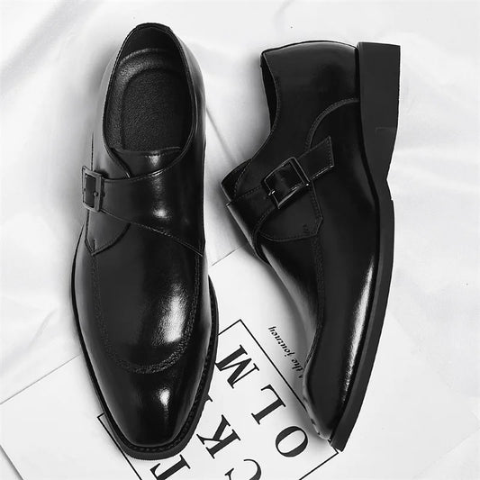 Buckle Designer Big Size Dress Shoes for Men Spring Autumn Solid Color Cow Leather Shoes Male Fashion Business Casual Shoe Man