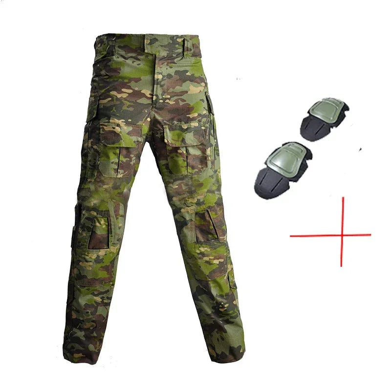 Men's Fashion Outdoor Hiking Overalls Pants Camouflage Tactical Pants Hunting Uniform Fighting Multi-Pocket Trousers