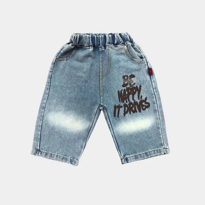 New Summer Casual Boys Clothing Set Handsome Letter Short Sleeve T-shirt + Shorts Jeans Outfit For Kids 2-8 Years Children Suits