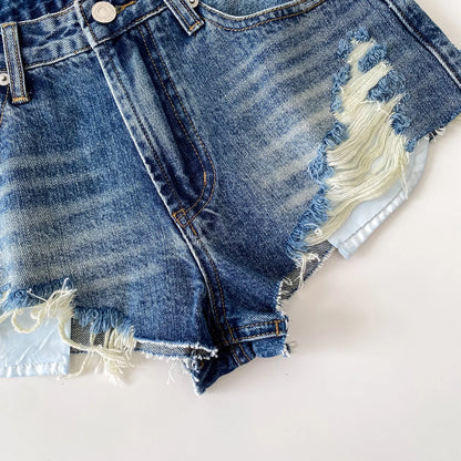 American Retro Camouflage Mini Shorts 2026 Ladies Hollow Out Slim Beach Pants Hot Girl Sexy Print Denim Shorts