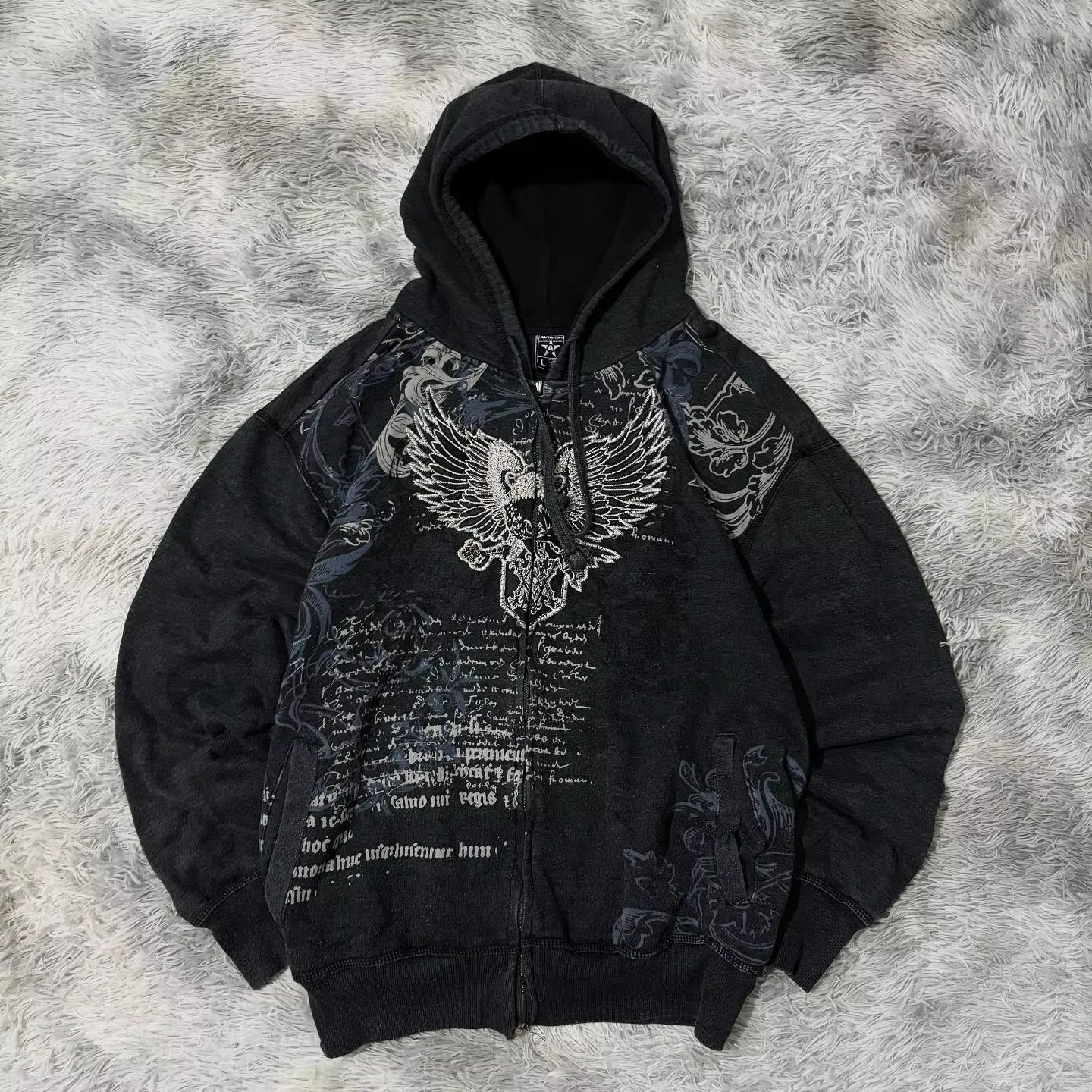 Mountainous Carving Harajuku Hoodie Y2K New Fleece Thickened Got Print Zipper Hoodie Women Street Hip Hop Joker Loose Sweatshirt