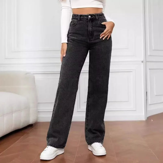 Autumn 2025 New Casual European and American Women's Loose Straight Wide-leg Denim Trousers Women
