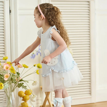 Girl's Summer Vest Mesh Dress Sweet Cute Children Sleeveless Princess Dress Fashion Cotton Party Outdoor DB2261316