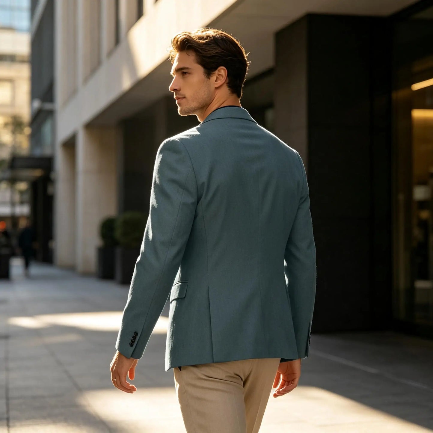 Men Blazer Jacket Single Breasted Notched Lapel Slim Fit Casual Business Suit Jacket Office Daily Wear Gentleman Sport Coat