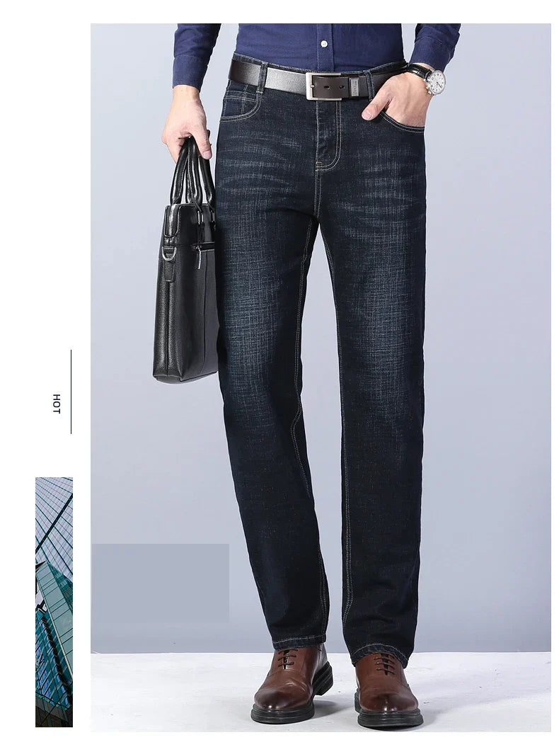 2026 Men's Slim Fashion Denim High Quality Male Pants Elastic Black Blue Leisure Jeans Brand Clothing
