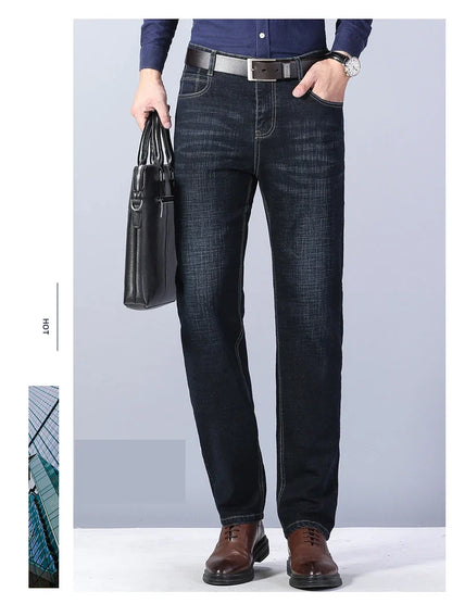 2026 Men's Slim Fashion Denim High Quality Male Pants Elastic Black Blue Leisure Jeans Brand Clothing