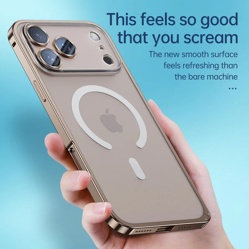 Aluminum Metal Case For iPhone 17 ProMax 16 15 14 13 12 Pro Max Plus with Magsafe Magnetic Charging Lens Glass Protector