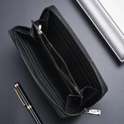 Men Leather Wallets Long Design Causal Purses Male Zipper Wallet Coin Card Holders Slim Money Bag High Capacity Credit Case