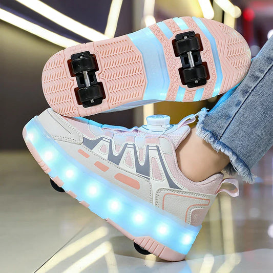 Children's And Teenage Roller Skates - Fashionable Upgraded Edition with Enhanced Stability - Detachable Dual-Use Sports Shoe