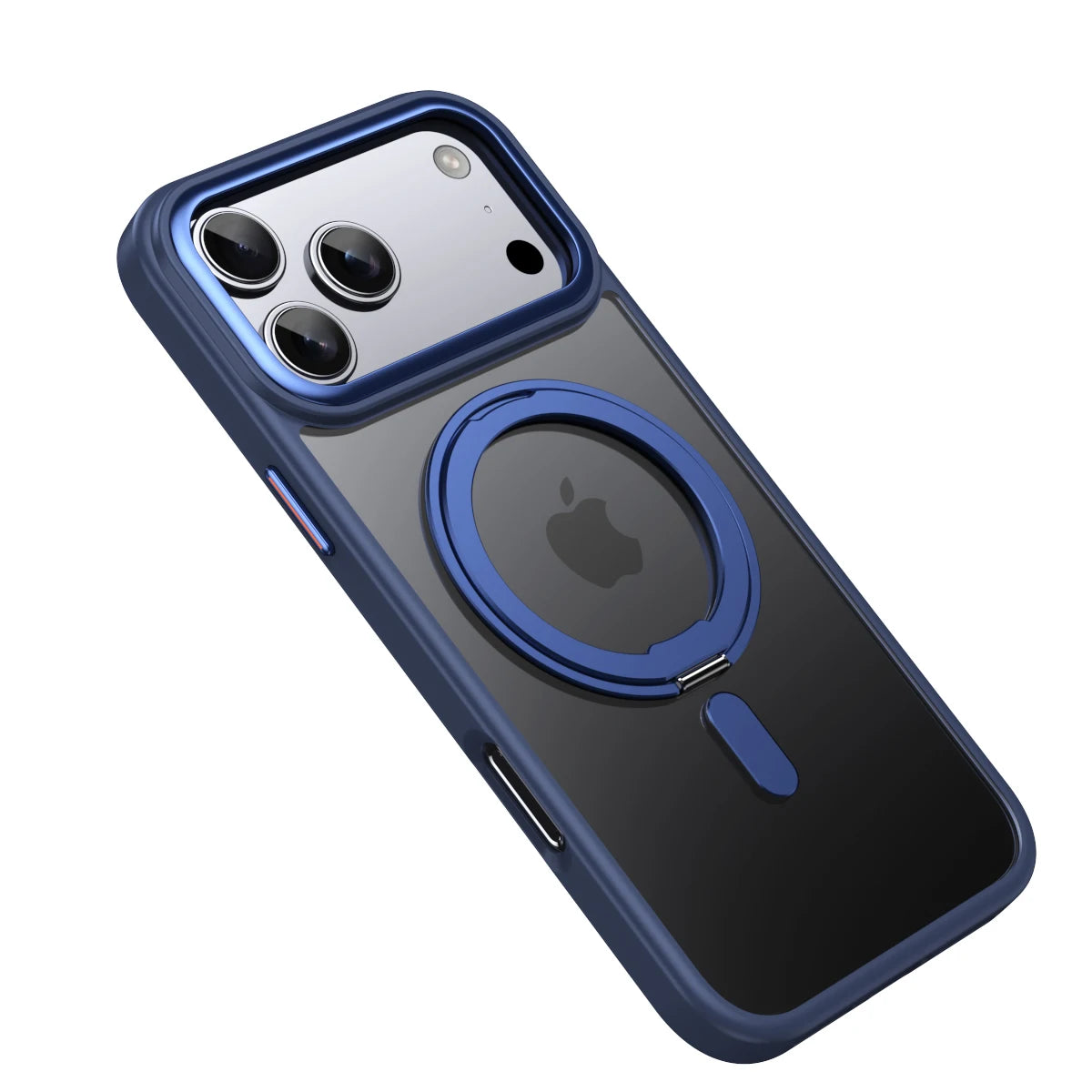 360° Rotating Stand Magnetic Orange Case For iPhone 17 Pro Max 17Air 17Pro Luxury Metal Button Folding Bracket Shockproof Cover