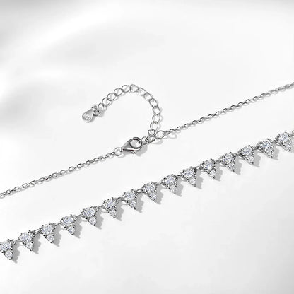 2mm/3mm D Color Moissanite Tennis Necklace s925 Sterling Silver 18inch Chain, Wedding Necklaces for Women Fine Jewelry