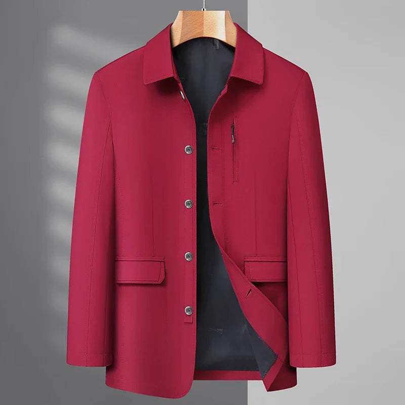 Men's Turn-down Collar Button Jacket Business Casual Outerwear for Male