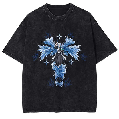 Japan Classic Anime BLEACH Zaraki Kenpachi Print T-shirt Men WomenCasual Tees Vintage Style Cotton Clothing Harajuku Washed Tops