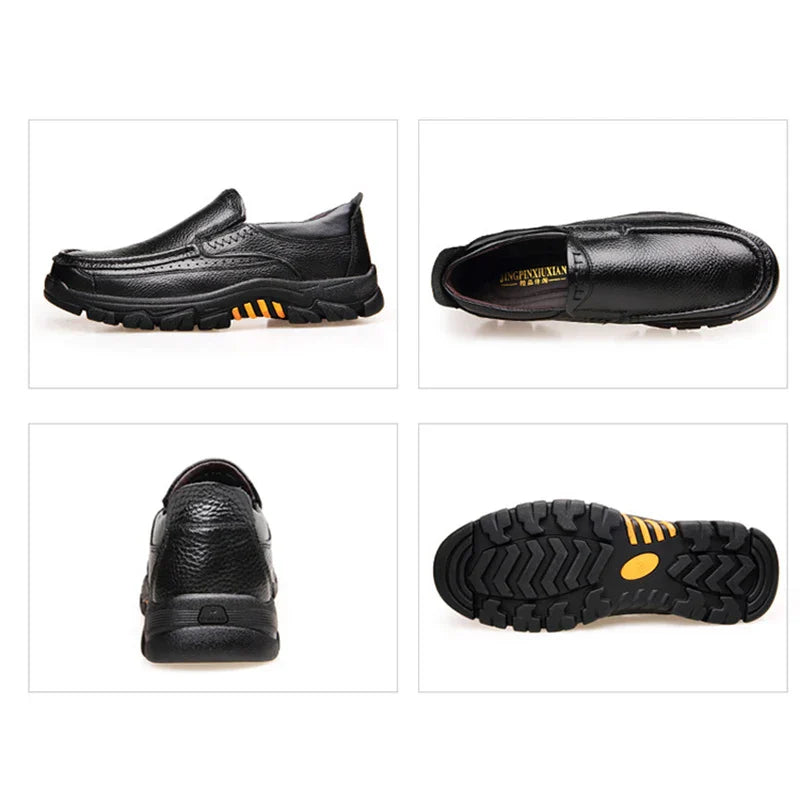 Genuine Leather Shoes Men Loafers Soft Cowhide Mens Casual Shoes Brand Male Footwear Black Brown Slip-on Thick Sole