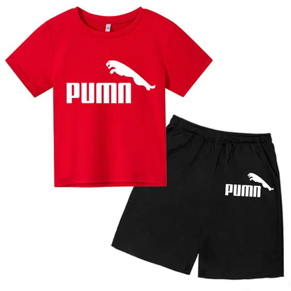3-12Y Kids Summer Casual Letter Print 2-Piece Set Soft T-Shirt & Pants Suits for Boys & Girls