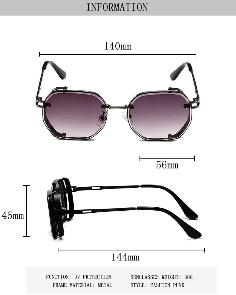 Punk Sunglasses For Men Vintage Steampunk Sunglasses Women Trendy Luxe Square Fashion Glasses Dropshipping Gafas De Sol Hombre