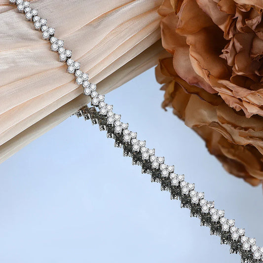 Bracelet de Luxe en Moissanite Coupe Brillant 3.0mm pour Femmes Hommes, en Argent Sterling 925 Véritable, Cadeau d'Anniversaire ou de Mariage