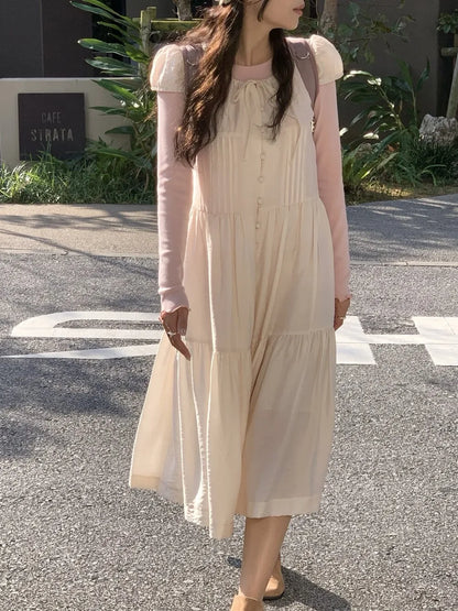 Spring 2025 Chic A-Line Dr Korean Sle Long Svel Women's Faionable Gown Ele Personali Commute Suitable Dr