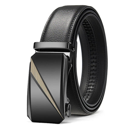 Automatic Buckle Belt for Men, High Quality Genuine Leather Belt, Adjustable Ratchet Belt Fashion Designer Belt Men