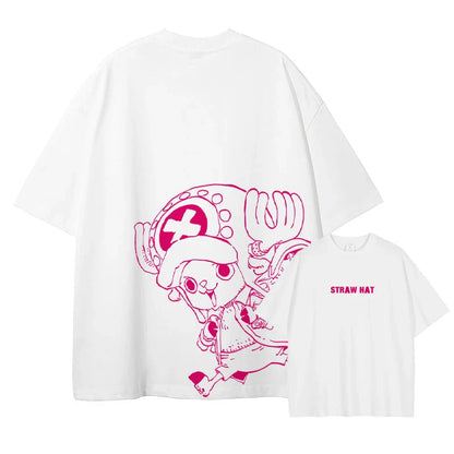 One Piece Straw Hat Pirates Unisex T-shirt 2026 Summer New Anime Double-sided Printed Casual Parent-child Short Sleeved Shirt