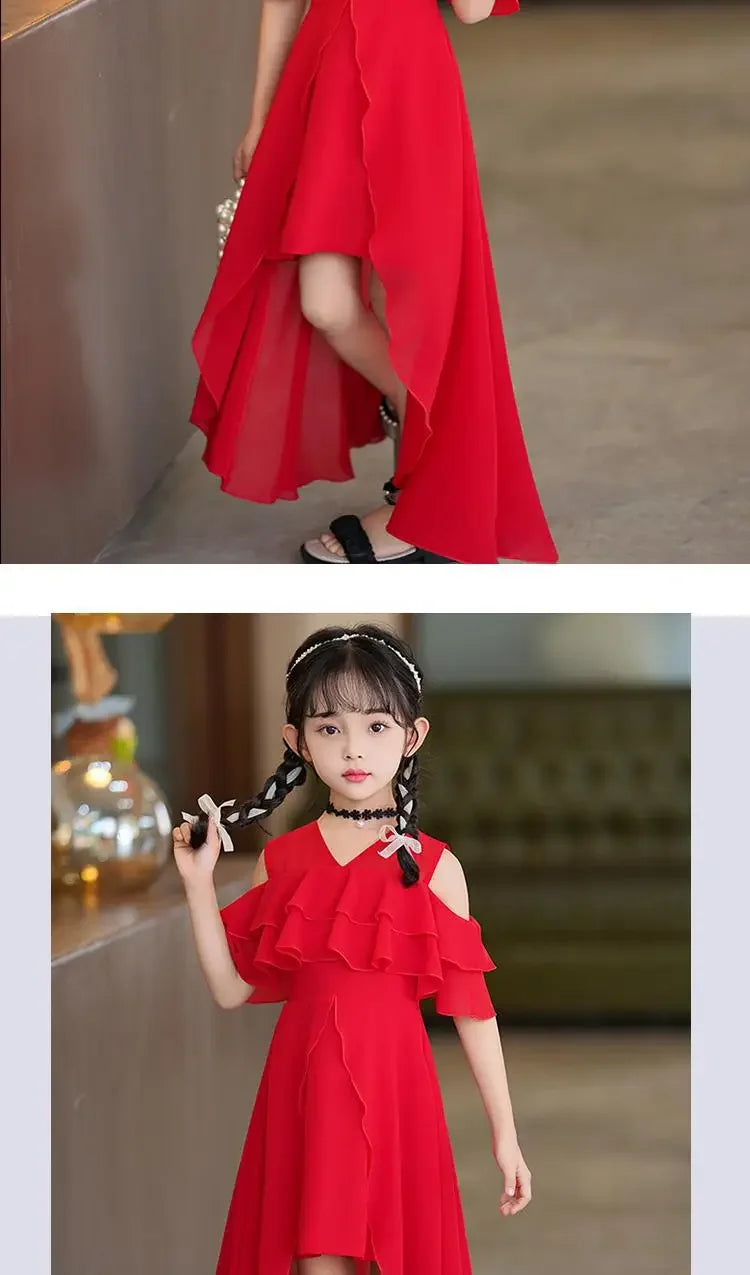 Fashion Chiffon Boho Girls Dresses Bohemian Beach Kids Clothing Vestido Girl Outfit Robe Fille Casual Maxi Children Dress Summer