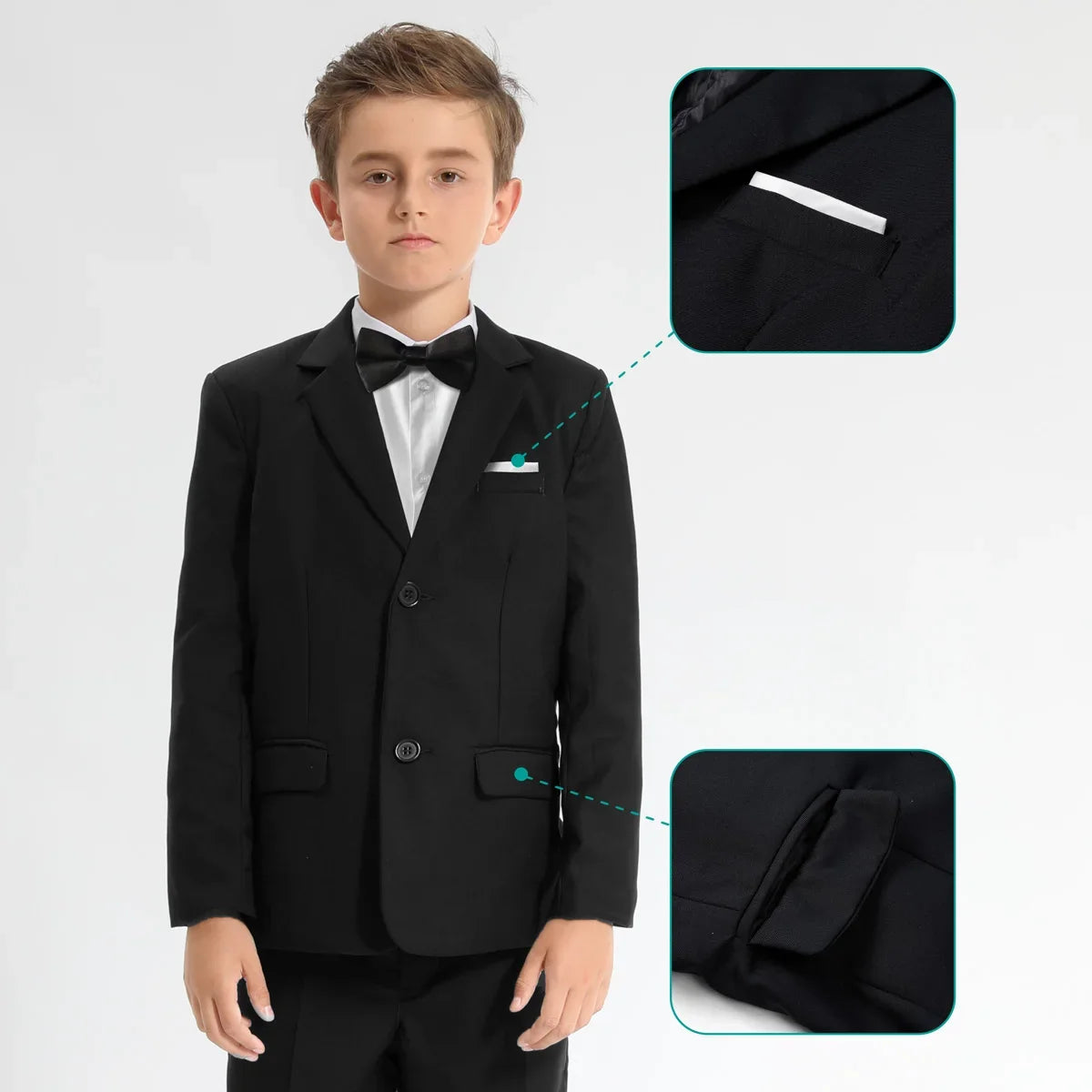 Suit for Kids Boys Easter Outfit Church Party Blazer Wedding Ceremony Flower Piano Performance Birthday Gift Clothes Set 3 PCS