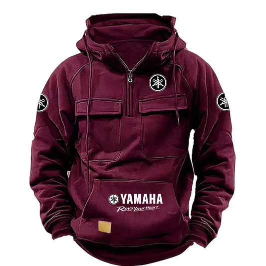 2026 Yamaha Logo Men's High Quality Multi Pocket Hoodie Coat Autumn/Winter Trendy Casual Sports Hoodie Top Hooded Sweatshirt