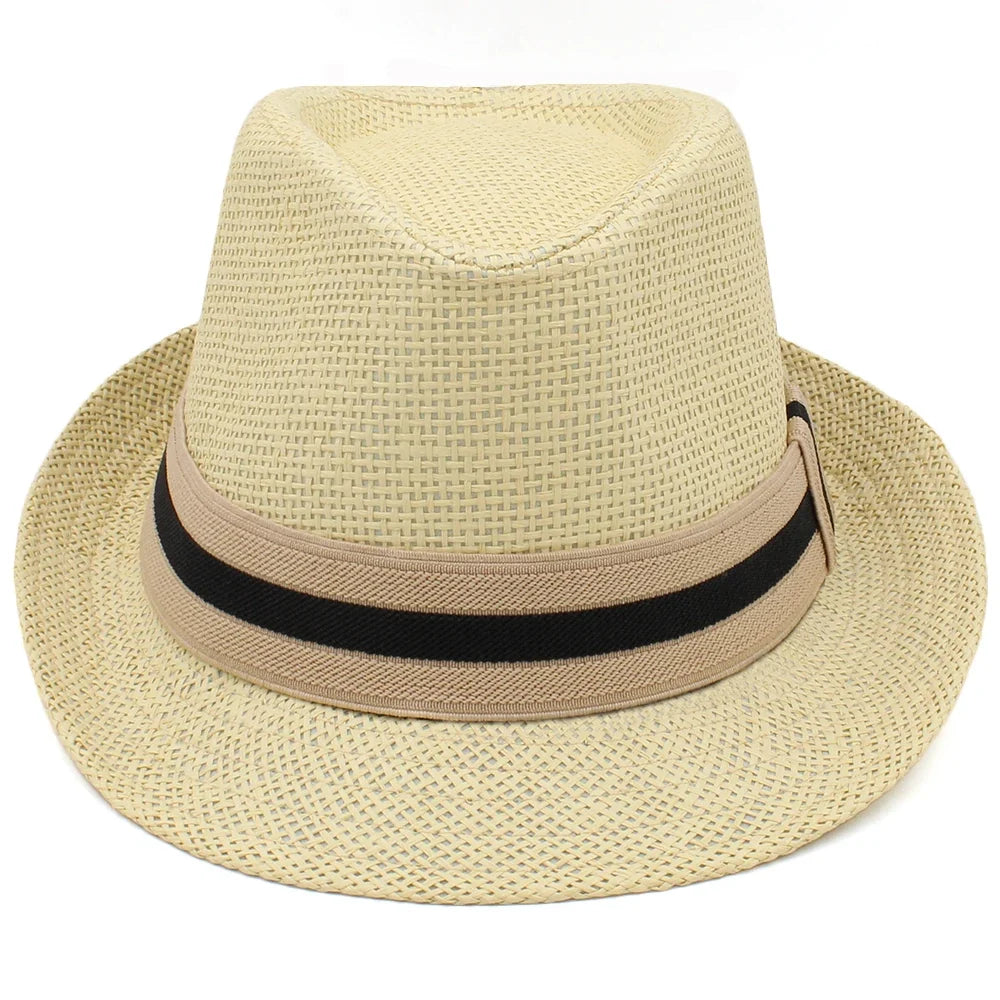 2 Sizes Parent-child Men Women Kids Boy Straw Fedora Hats Summer Trilby Sunhat Classical Jazz Caps Sombrero Beach Outdoor Travel