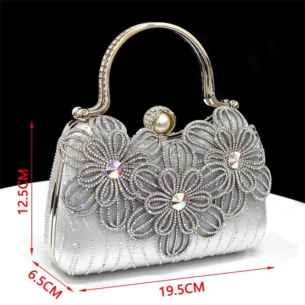 2026 Elegant Gold Color Women's Heels Handbag Set Rhinestone Embellished Designer Shoes for Weddings Special Events